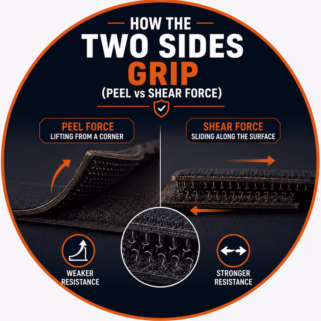 How the Two Sides Grip (Peel vs Shear Force)